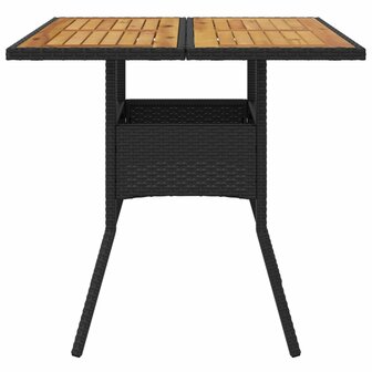 Tuintafel met acaciahouten blad 80x80x75 cm poly rattan zwart 8721012264458 4