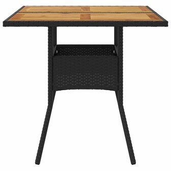 Tuintafel met acaciahouten blad 80x80x75 cm poly rattan zwart 8721012264458 5