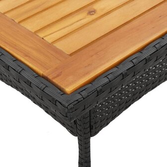 Tuintafel met acaciahouten blad 80x80x75 cm poly rattan zwart 8721012264458 8