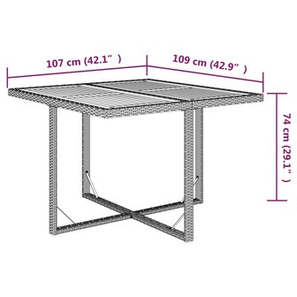 Tuintafel 109x107x74 cm poly rattan en massief acaciahout beige 8720286667118 8