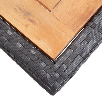 Tuintafel massief acaciahout en poly rattan zwart 8719883755427 5