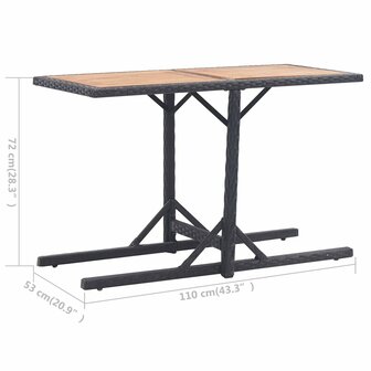 Tuintafel massief acaciahout en poly rattan zwart 8719883755427 6