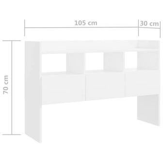 Dressoir 105x30x70 cm bewerkt hout wit 8720286607176 8