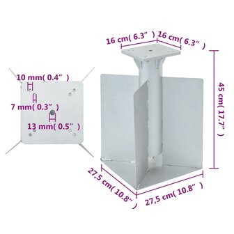 Parasolvoet voor in de grond 27,5x27,5x45 cm staal zilverkleur 8721012989443 6