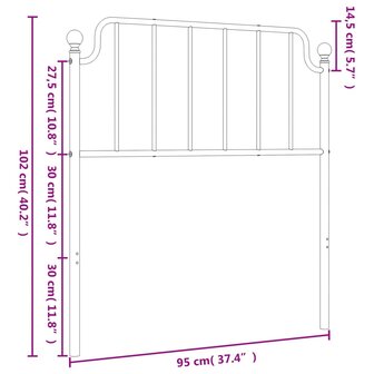 Hoofdbord 90 cm metaal zwart 8721012212244 6