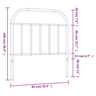 Hoofdbord metaal wit 80 cm 8720845884918 7