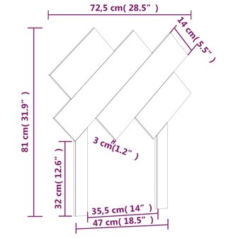 Hoofdbord 72,5x3x81 cm massief grenenhout 8720287010760 6