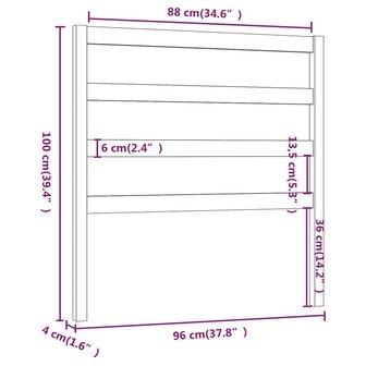 Hoofdbord 96x4x100 cm massief grenenhout zwart 8720286946671 6
