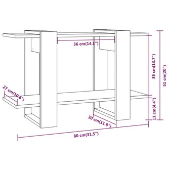 Boekenkast/kamerscherm 80x30x51 cm grijs sonoma eikenkleurig 8720286844137 7