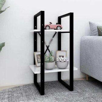 Boekenkast met 2 schappen 40x30x70 cm bewerkt hout wit 8720286566978 1