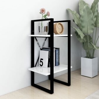 Boekenkast met 2 schappen 40x30x70 cm bewerkt hout wit 8720286566978 6
