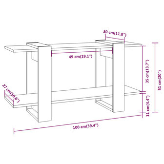 Boekenkast 100x30x51 cm bewerkt hout hoogglans wit 8720286842706 6