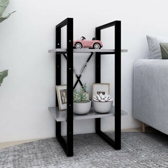 Boekenkast met 2 schappen 40x30x70 cm bewerkt hout betongrijs 8720286567012 1