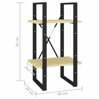 Boekenkast met 2 schappen 40x30x70 cm massief grenenhout 8720286567029 8