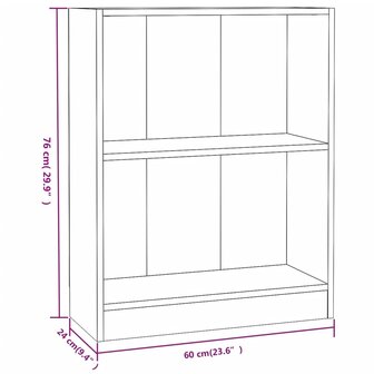 Boekenkast 60x24x76 cm bewerkt hout wit 8719883787596 6
