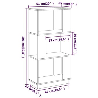Boekenkast/kamerscherm 51x25x101 cm grenenhout honingbruin 8720286905807 8