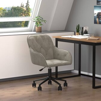 Kantoorstoel draaibaar fluweel lichtgrijs 8720287109754 1