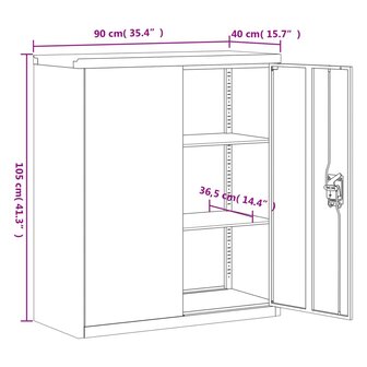 Archiefkast 90x40x105 cm staal antracietkleurig 8720845889616 10