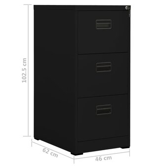 Archiefkast 46x62x102,5 cm staal zwart 8720286565889 11