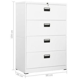 Archiefkast 90x46x134 cm staal wit 8720286566060 12