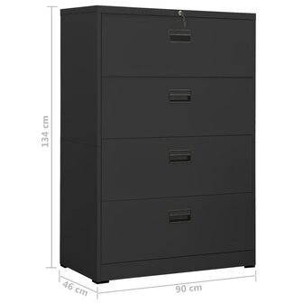 Archiefkast 90x46x134 cm staal antracietkleurig 8720286566091 12