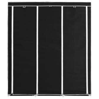 Kledingkast met vakken en stangen 150x45x175 cm stof zwart 8719883564975 3