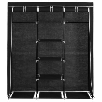 Kledingkast met vakken en stangen 150x45x175 cm stof zwart 8719883564975 8