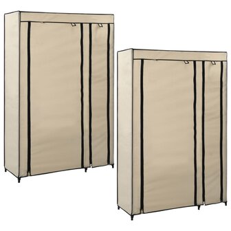 Kledingkasten opvouwbaar 2 st 110x45x175 cm stof cr&egrave;me 8719883564685 1