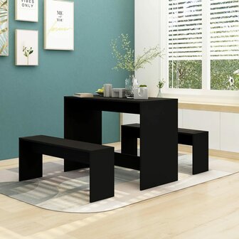 3-delige Eethoek spaanplaat zwart 8720286834305 1