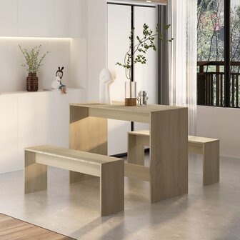 3-delige Eethoek spaanplaat sonoma eikenkleurig 8720286834312 3