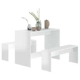 3-delige Eethoek spaanplaat hoogglans wit 8720286834336 4