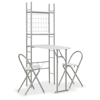 3-delige Eethoek inklapbaar met opbergrek MDF en staal wit 8719883678450 1