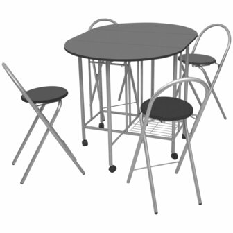 Eetkamerset opvouwbaar zwart MDF 5-dlg 8718475527817 1