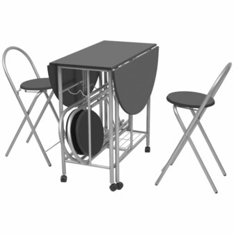Eetkamerset opvouwbaar zwart MDF 5-dlg 8718475527817 4