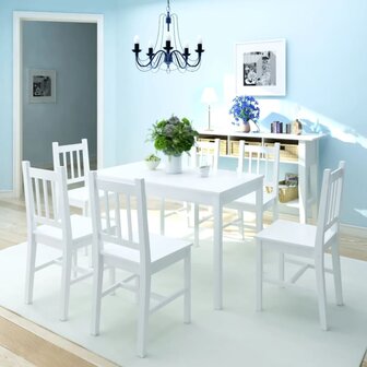 7-delige Eetkamerset grenenhout wit 8718475977728 1