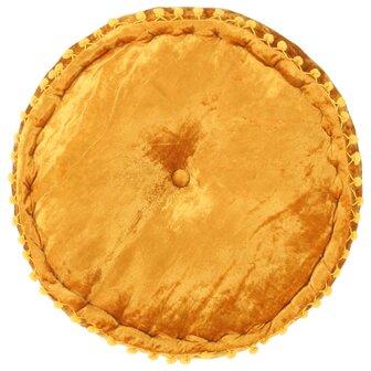 Poef rond 40x20 cm fluweel mosterdkleurig 8719883867182 2