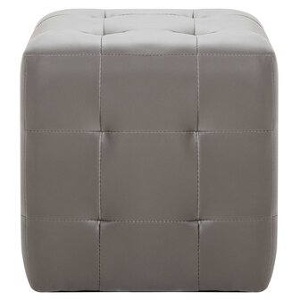 Poef 2 st 30x30x30 cm kunstleer grijs 8719883724485 3