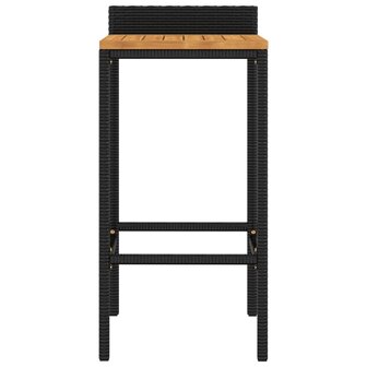 Barkrukken 2 st poly rattan en massief acaciahout zwart 8720845740146 4