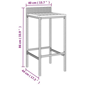 Barkrukken 2 st poly rattan en massief acaciahout zwart 8720845740146 8