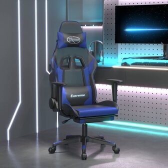 Gamestoel met voetensteun kunstleer zwart en blauw 8720287229087 1