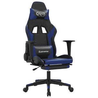 Gamestoel met voetensteun kunstleer zwart en blauw 8720287229087 2