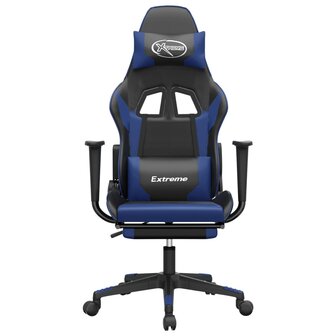 Gamestoel met voetensteun kunstleer zwart en blauw 8720287229087 3