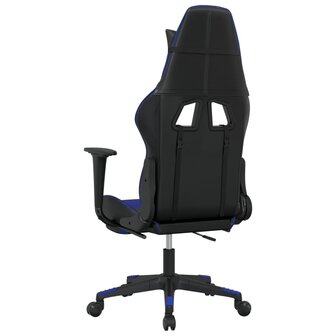 Gamestoel met voetensteun kunstleer zwart en blauw 8720287229087 5