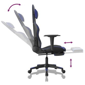 Gamestoel met voetensteun kunstleer zwart en blauw 8720287229087 7