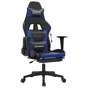 Gamestoel met voetensteun kunstleer zwart en blauw 8720287229087 8