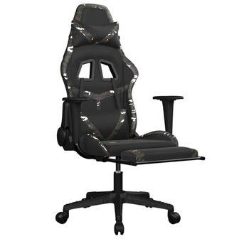 Massage gamestoel met voetensteun kunstleer zwart en camouflage 8720287143857 3