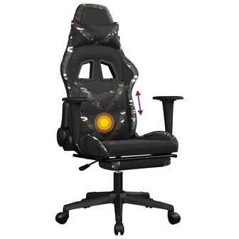 Massage gamestoel met voetensteun kunstleer zwart en camouflage 8720287143857 8