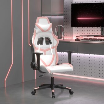 Gamestoel kunstleer wit en roze 8720287228820 1