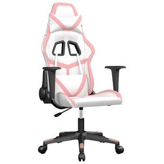 Gamestoel kunstleer wit en roze 8720287228820 2