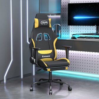 Gamestoel met voetensteun stof zwart en geel 8720287229353 1